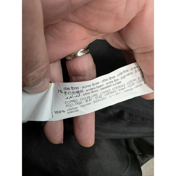 Zara Coat Womens Small Black White Houndstooth Wool Blend Long Tweed Overcoat - Picture 8 of 15